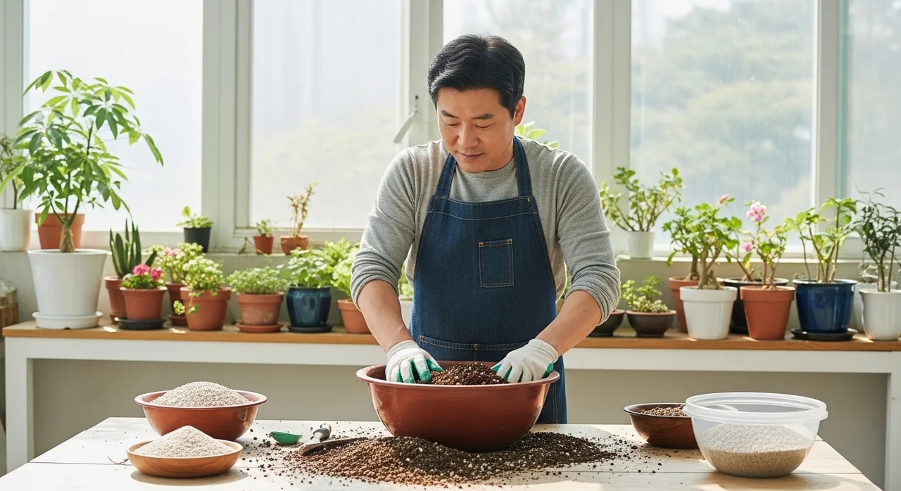 배수가 생명! 녹영 분갈이 흙 배합 노하우