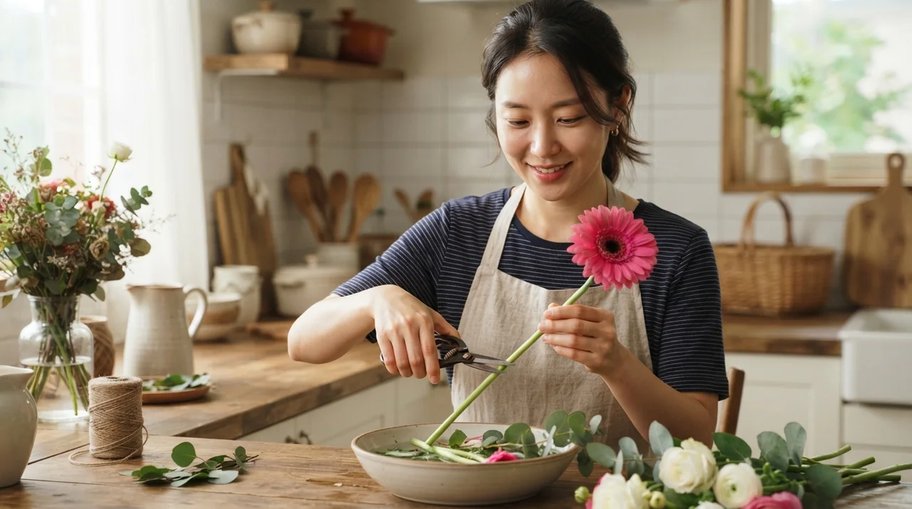 거베라 화병에서 14일 이상 오래 보는 관리 비법