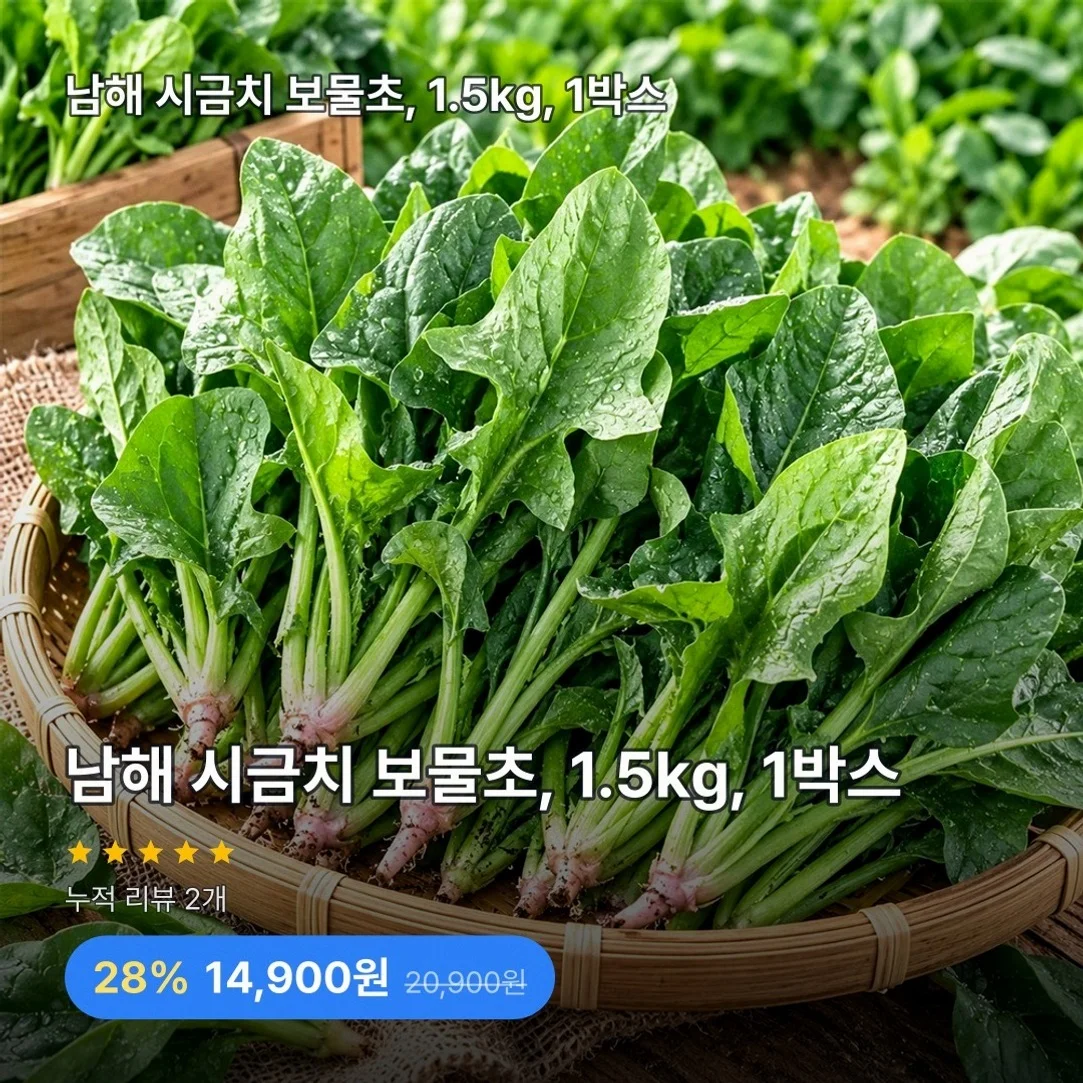 남해 시금치 보물초, 1.5kg, 1박스